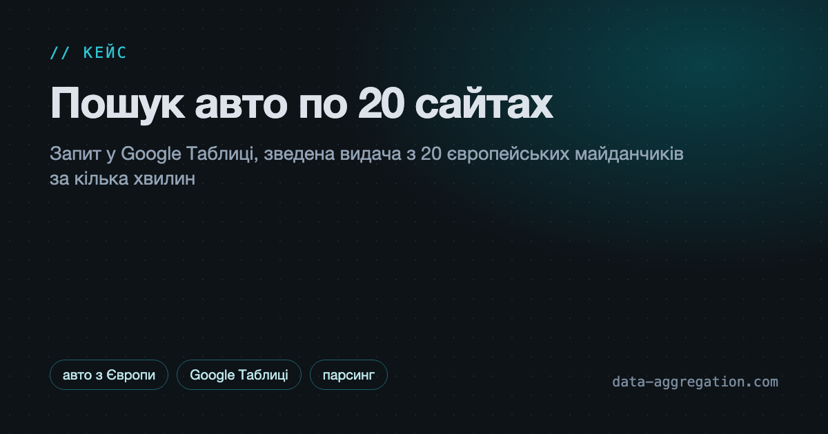 Пошук авто по 20 сайтах