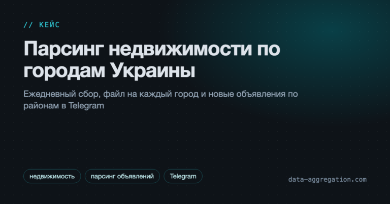 Парсинг недвижимости по городам Украины